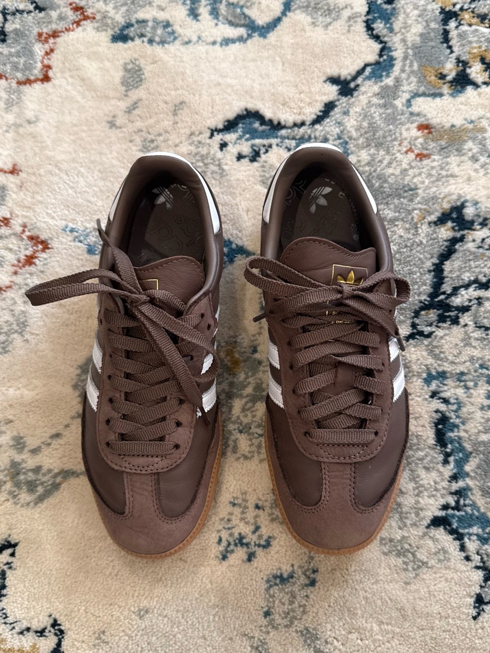 adidas Women's Brown Sneakers with White Stripes